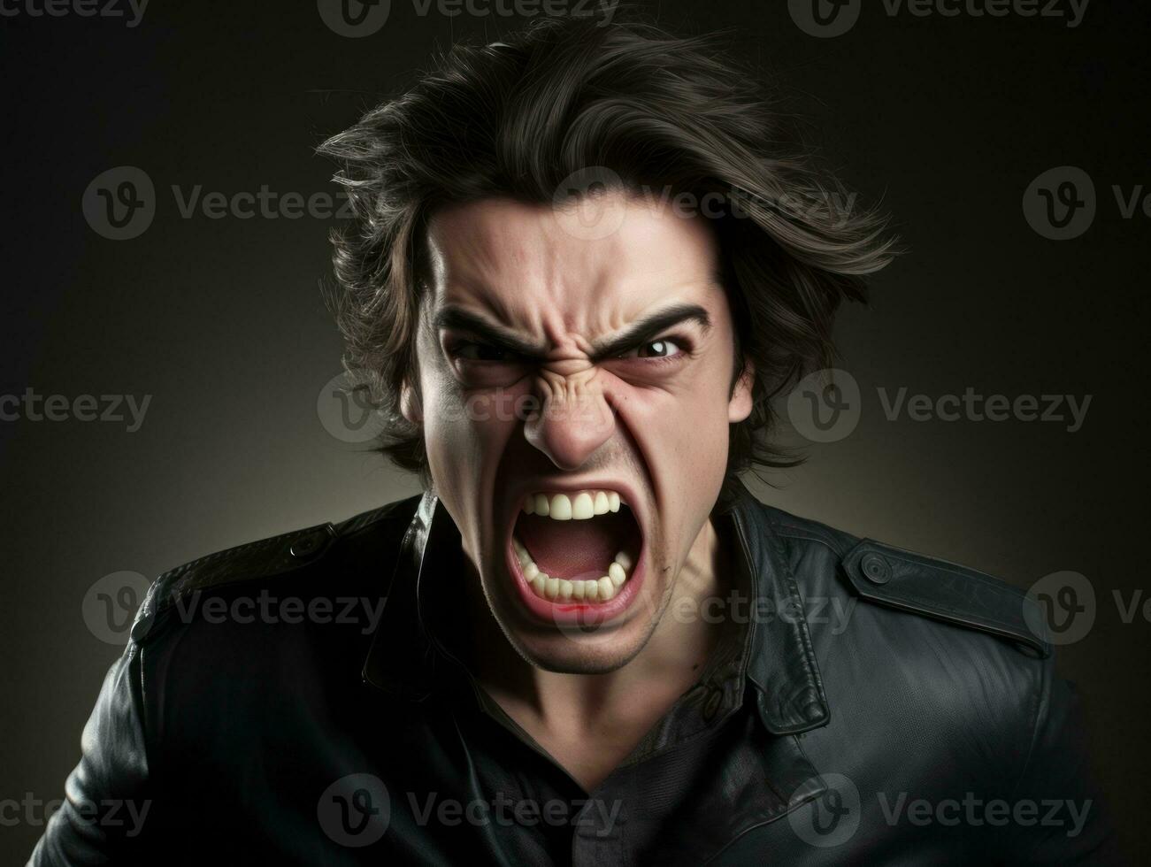 Man of European appearance who appears to be furious AI Generative photo