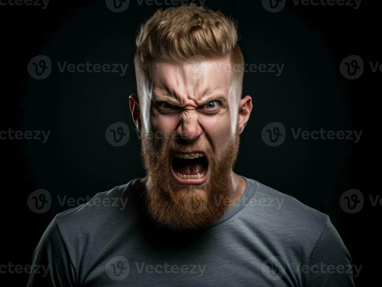 Man of European appearance who appears to be furious AI Generative photo