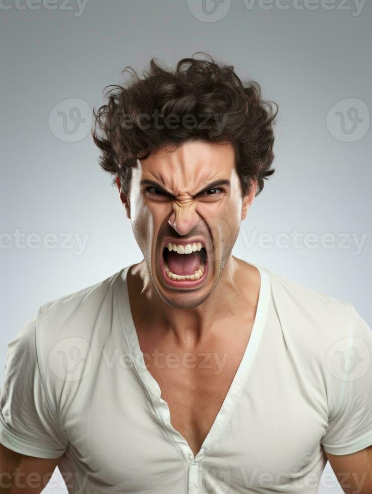 Man of European appearance who appears to be furious AI Generative photo