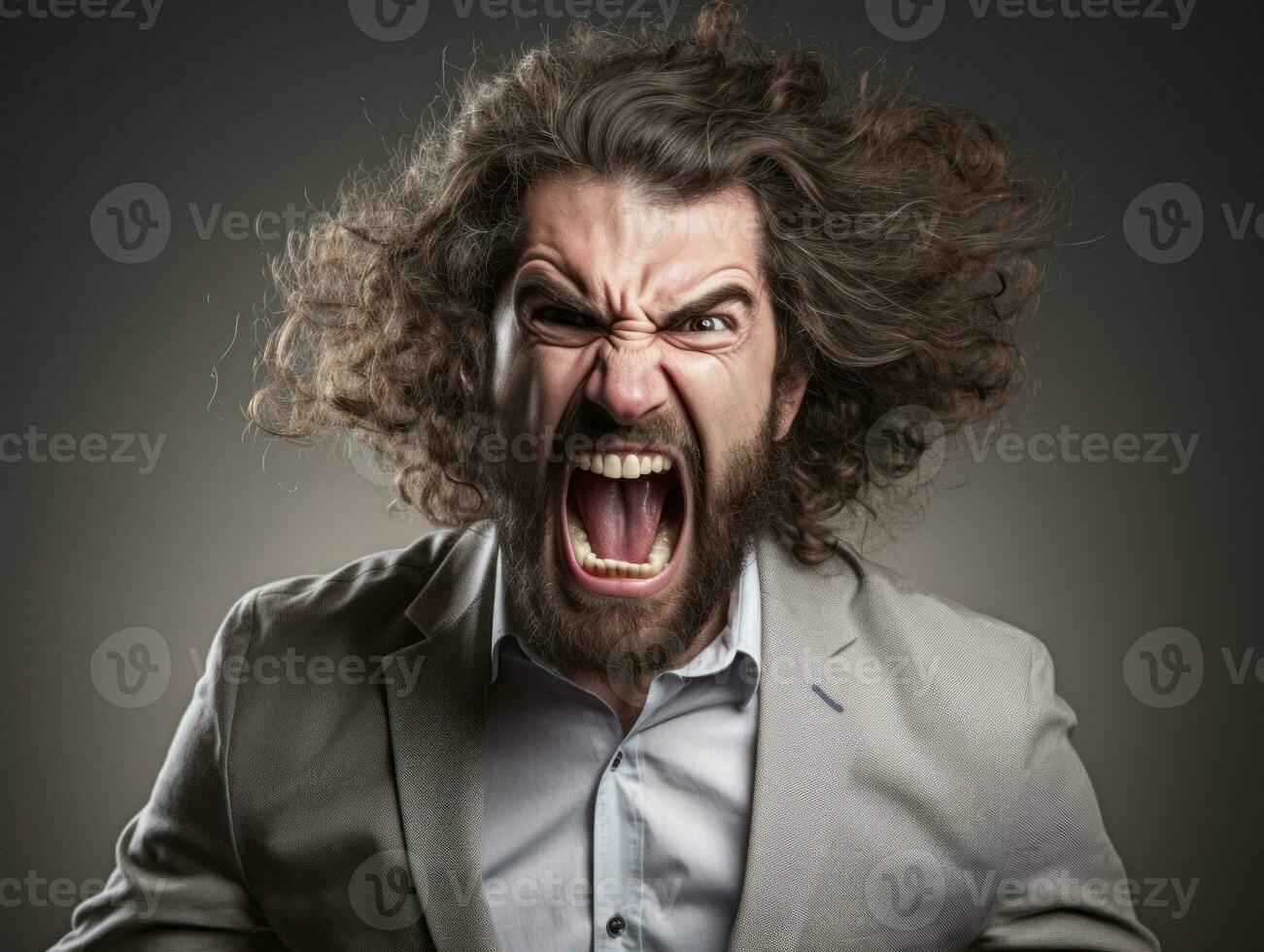 Man of European appearance who appears to be furious AI Generative photo