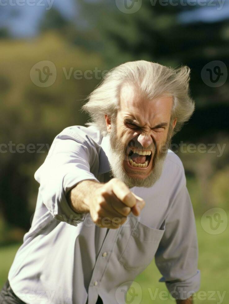 Man of European appearance who appears to be furious AI Generative photo