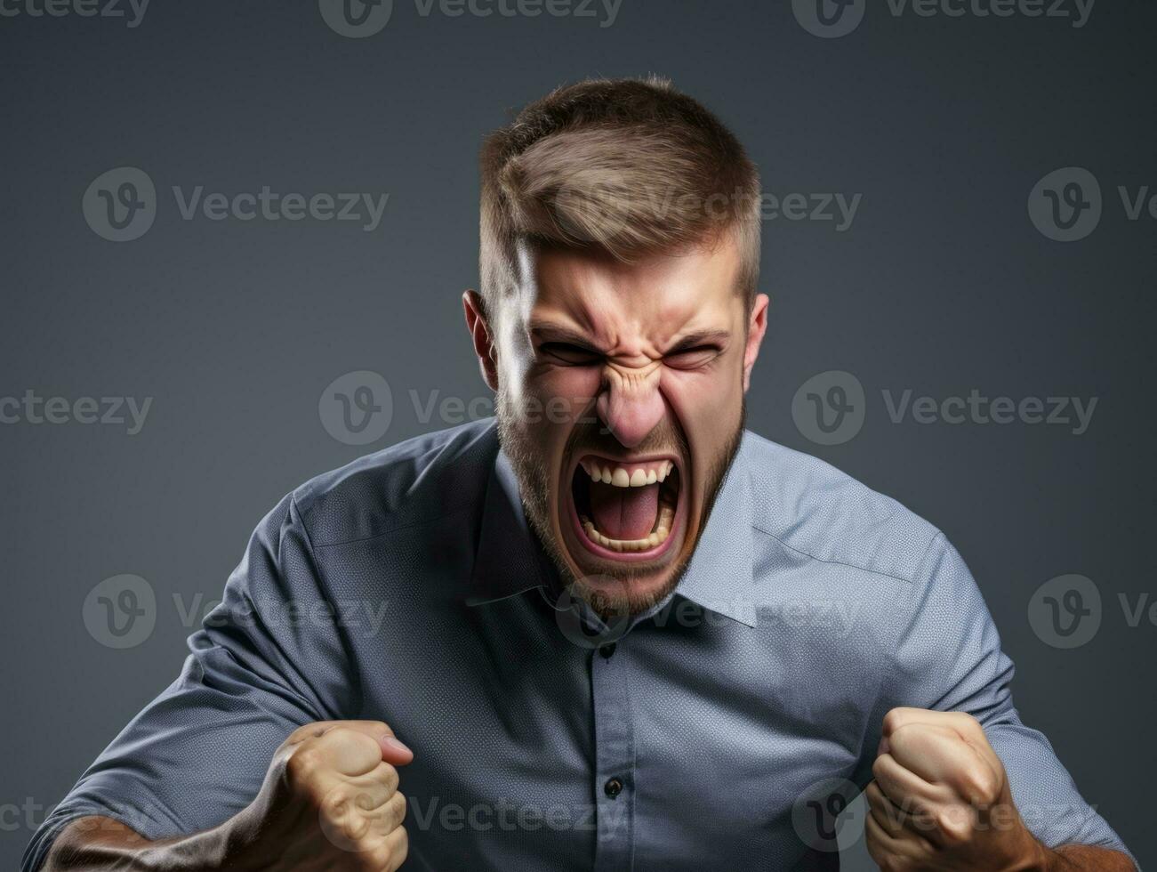 Man of European appearance who appears to be furious AI Generative photo