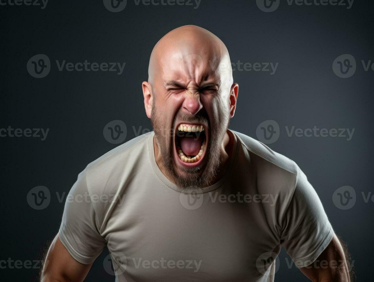 Man of European appearance who appears to be furious AI Generative photo