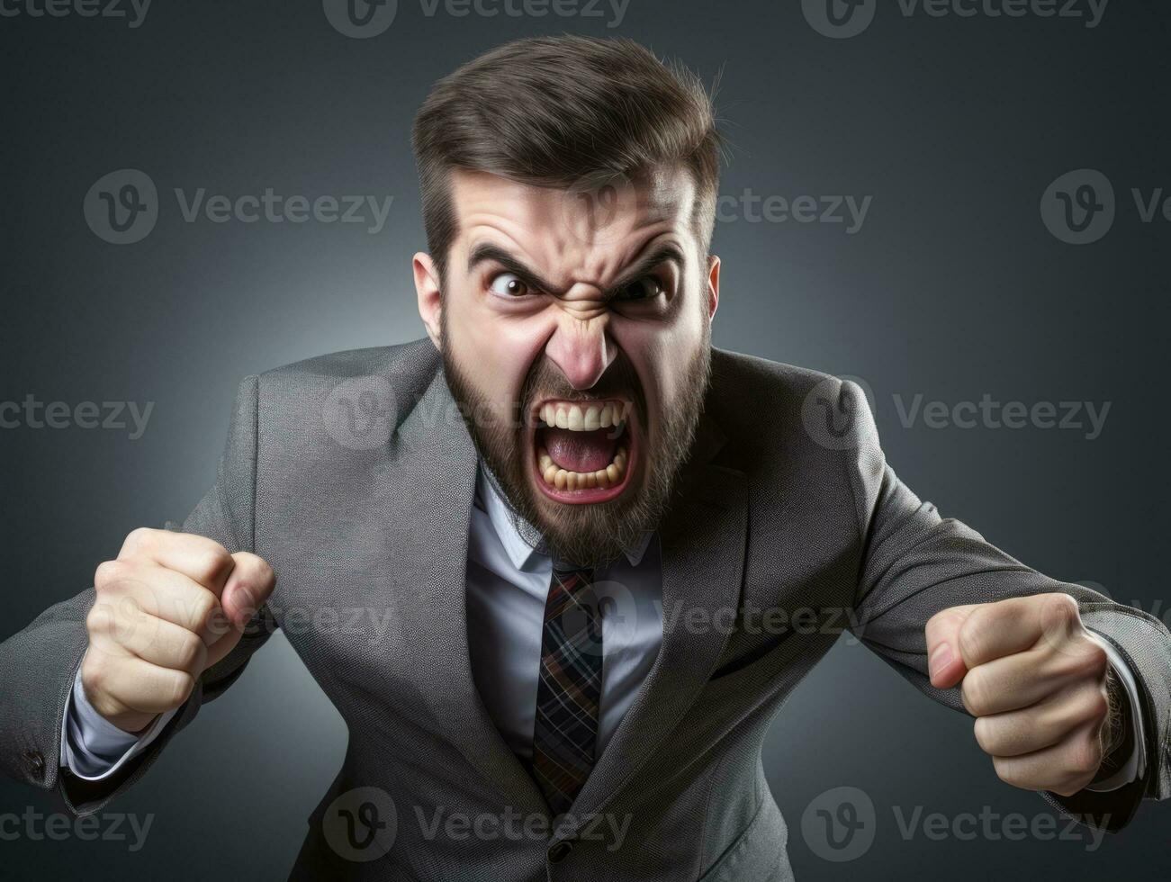 Man of European appearance who appears to be furious AI Generative photo