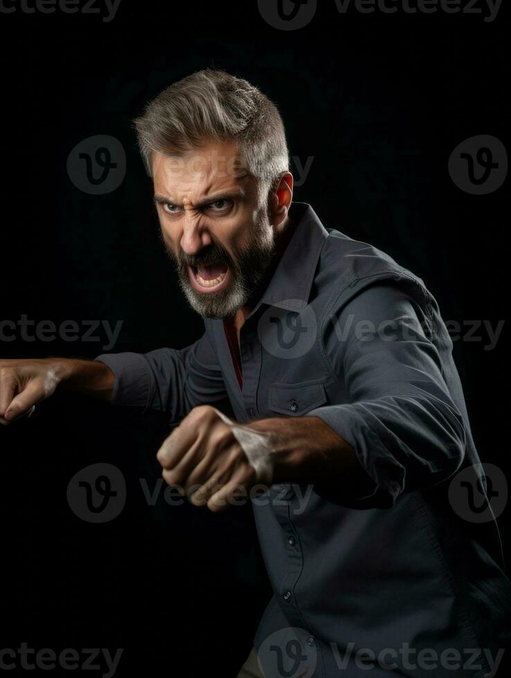 Man of European appearance who appears to be furious AI Generative photo