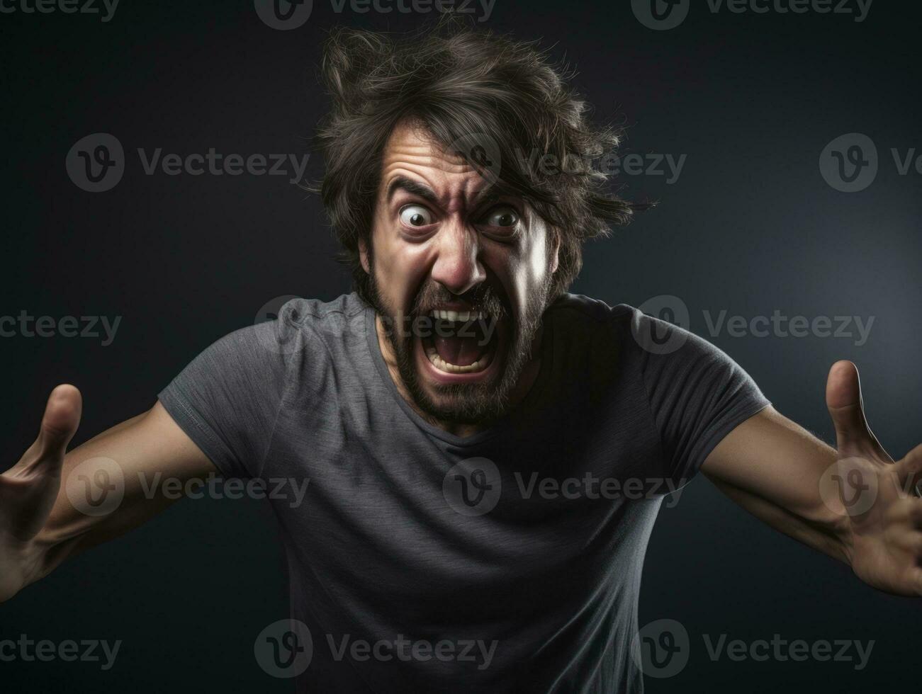 Man of European appearance who appears to be furious AI Generative photo