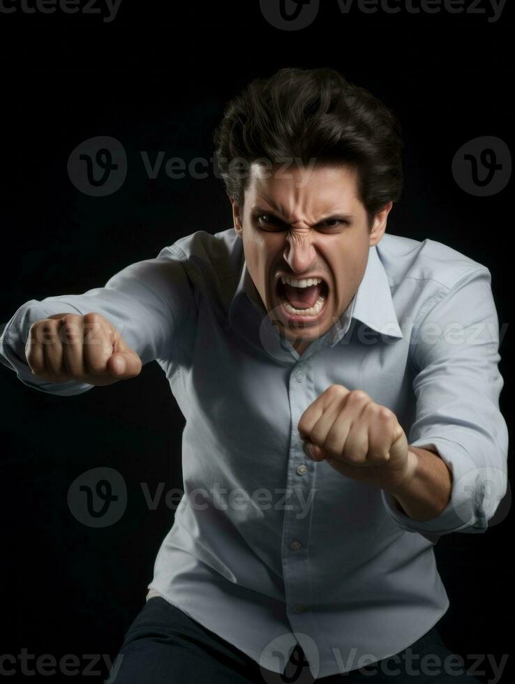 Man of European appearance who appears to be furious AI Generative photo