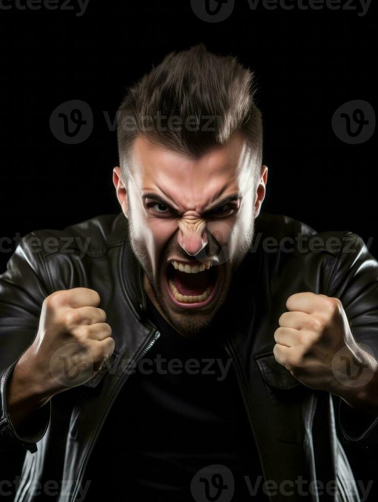 Man of European appearance who appears to be furious AI Generative photo