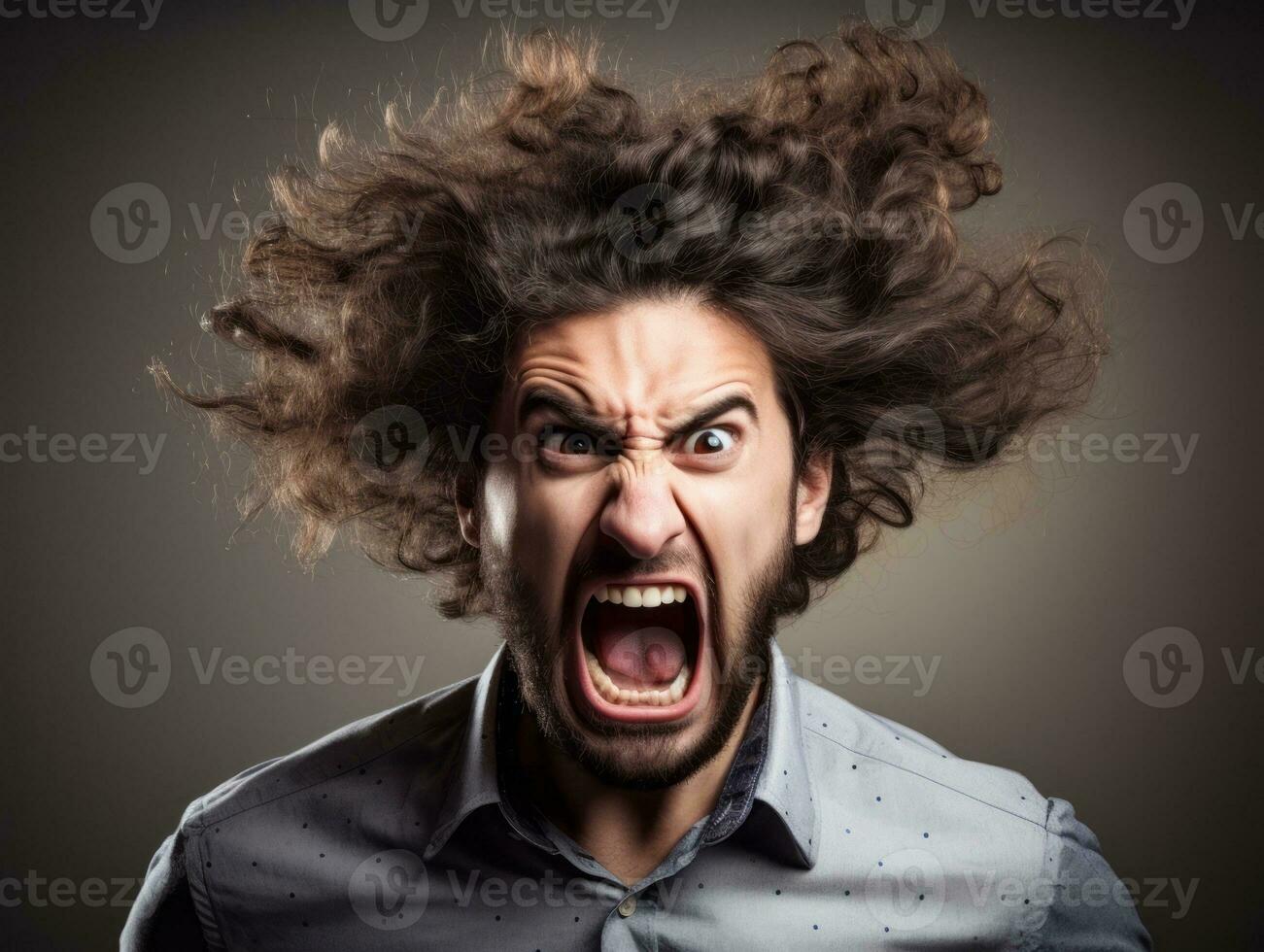 Man of European appearance who appears to be furious AI Generative photo