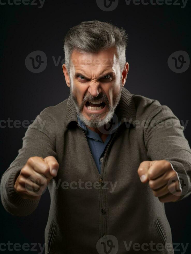 Man of European appearance who appears to be furious AI Generative photo
