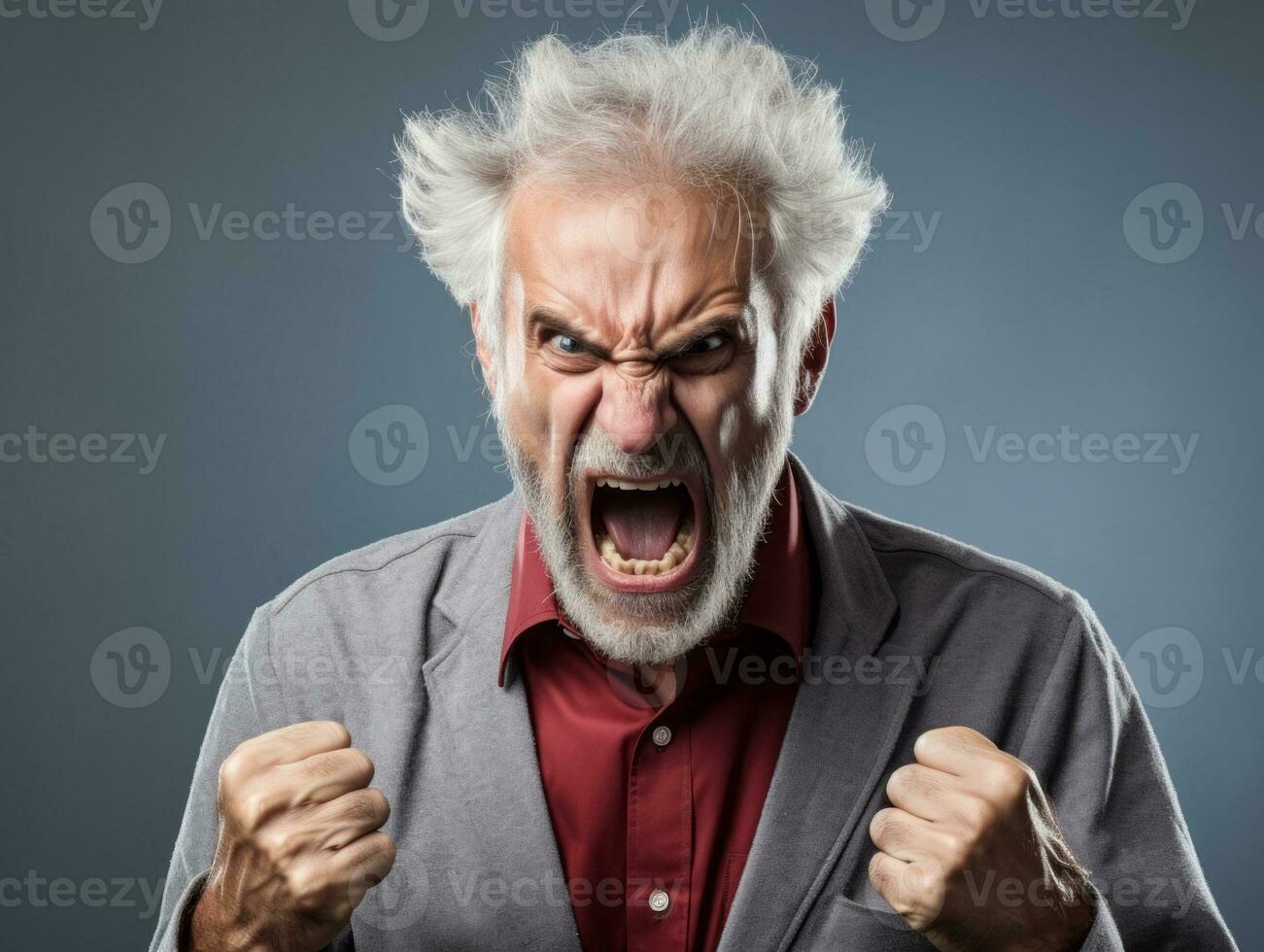 Man of European appearance who appears to be furious AI Generative photo