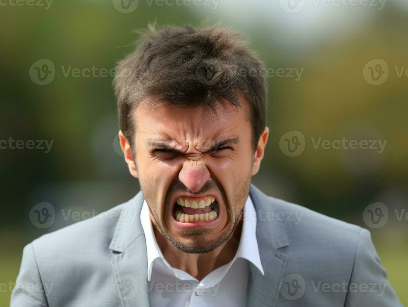 Man of European appearance who appears to be furious AI Generative photo