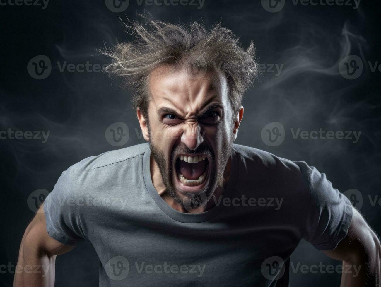 Man of European appearance who appears to be furious AI Generative photo