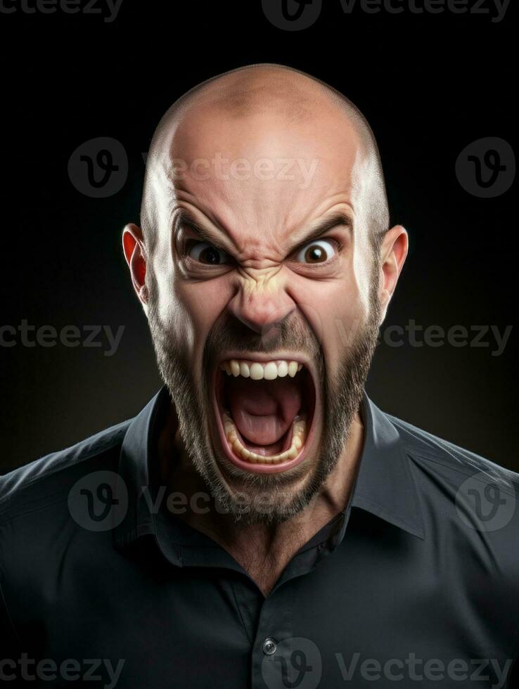Man of European appearance who appears to be furious AI Generative photo