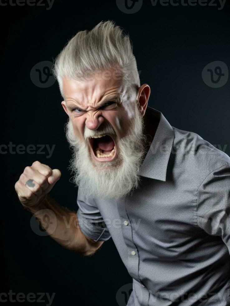 Man of European appearance who appears to be furious AI Generative photo