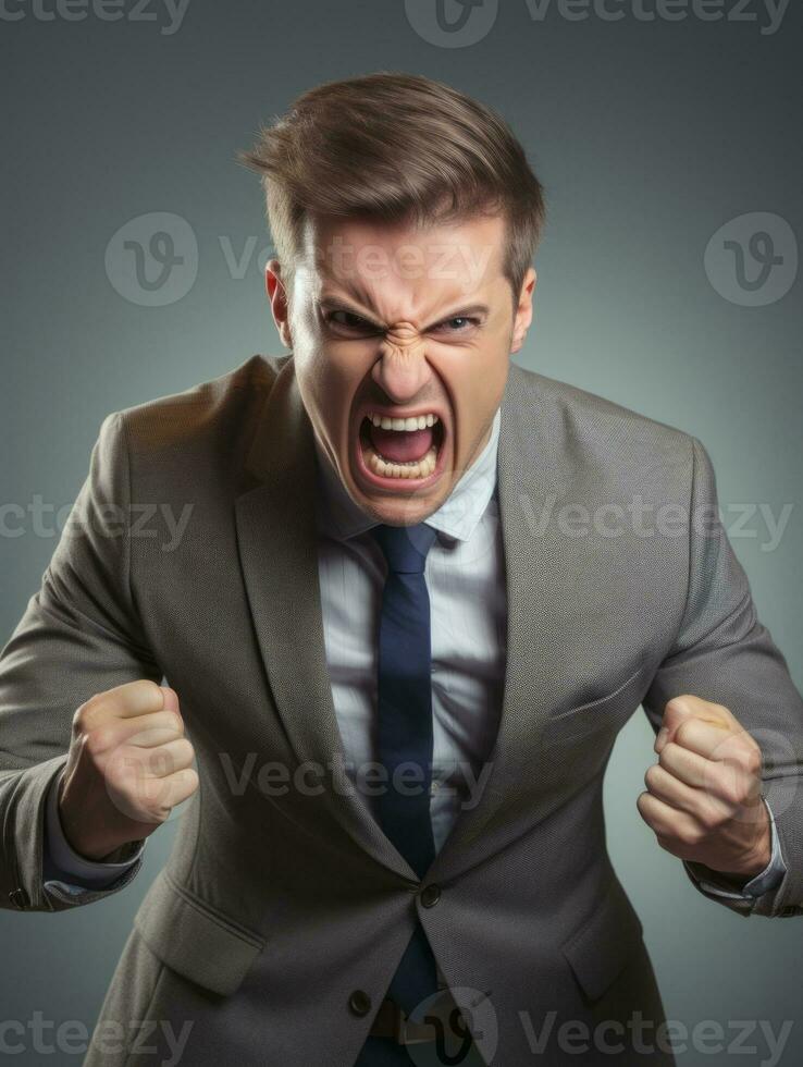 Man of European appearance who appears to be furious AI Generative photo