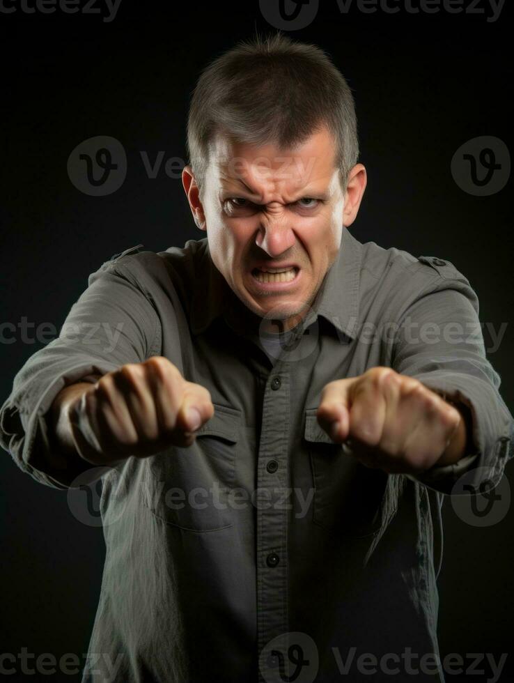 Man of European appearance who appears to be furious AI Generative photo