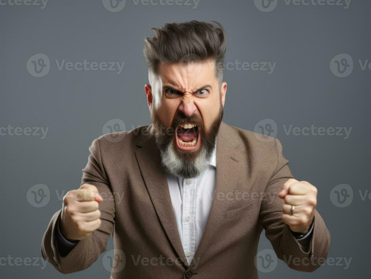 Man of European appearance who appears to be furious AI Generative photo