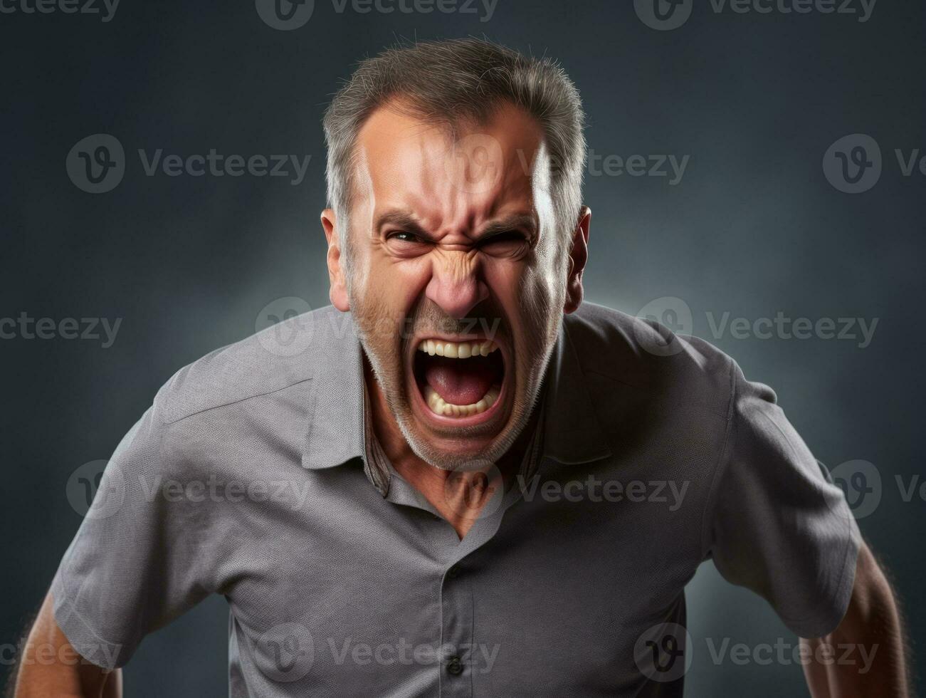 Man of European appearance who appears to be furious AI Generative photo