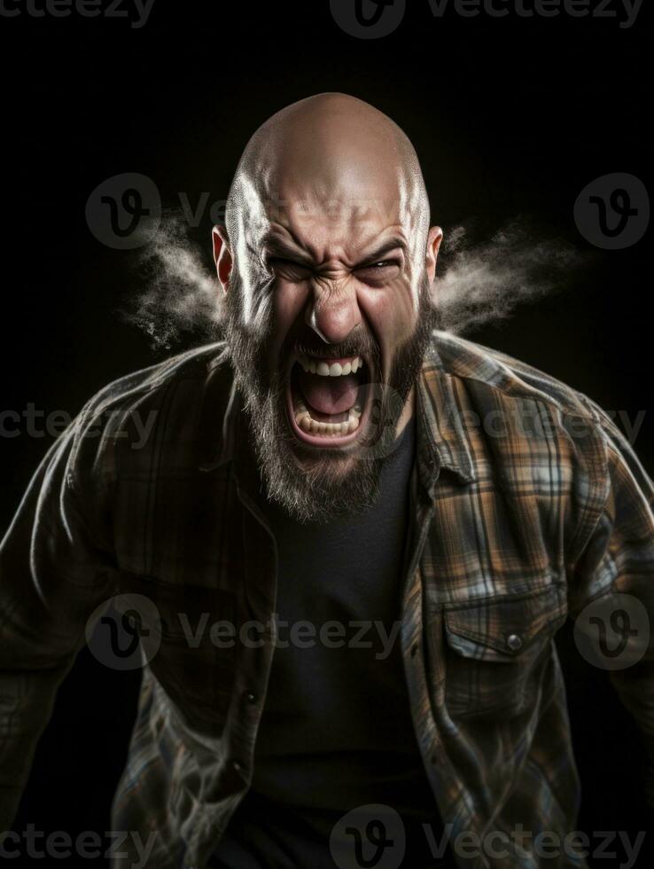 Man of European appearance who appears to be furious AI Generative photo
