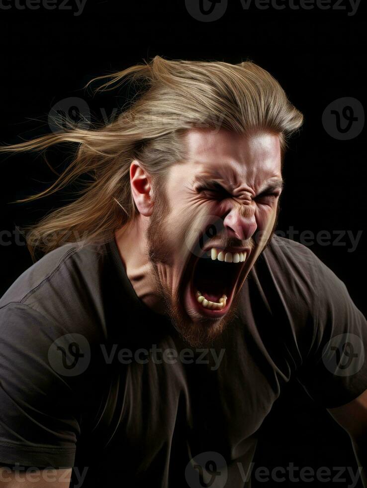 Man of European appearance who appears to be furious AI Generative photo