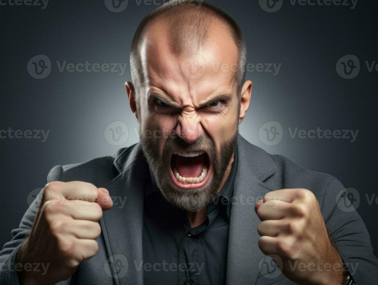 Man of European appearance who appears to be furious AI Generative photo