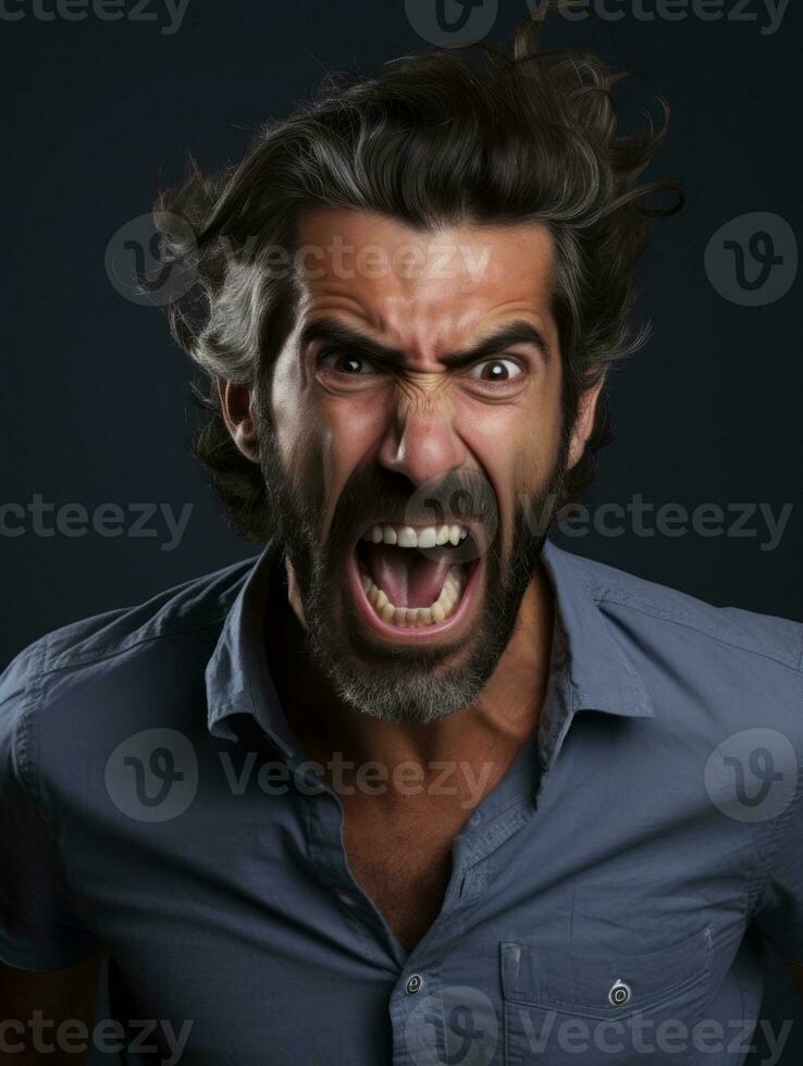 Man of European appearance who appears to be furious AI Generative photo