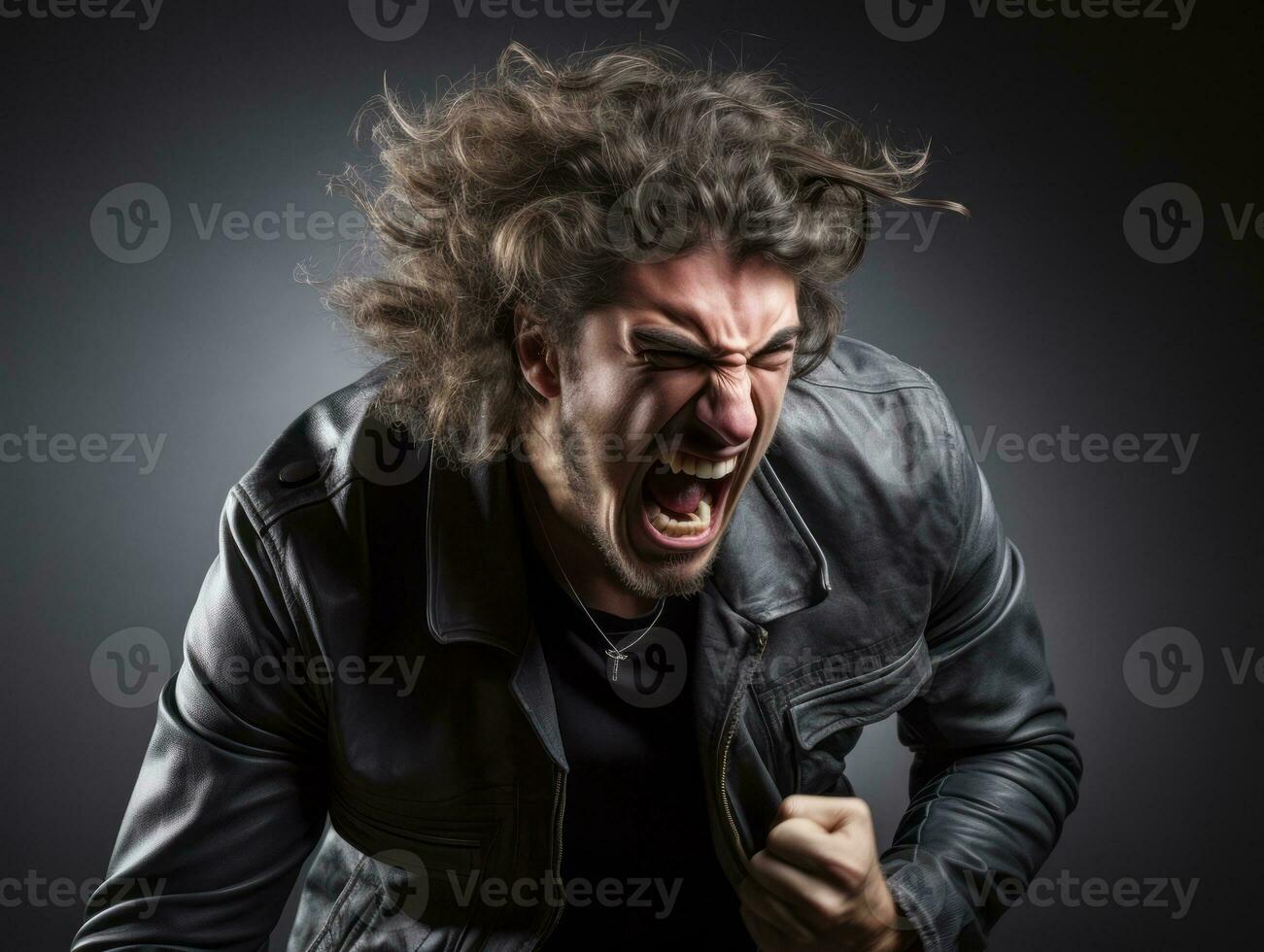 Man of European appearance who appears to be furious AI Generative photo