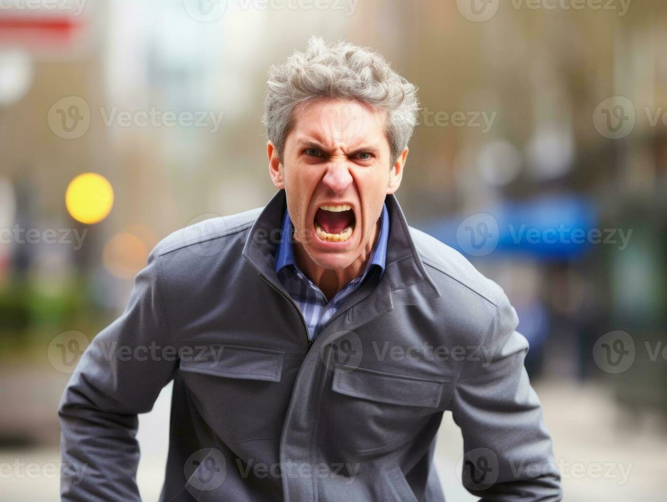 Man of European appearance who appears to be furious AI Generative photo