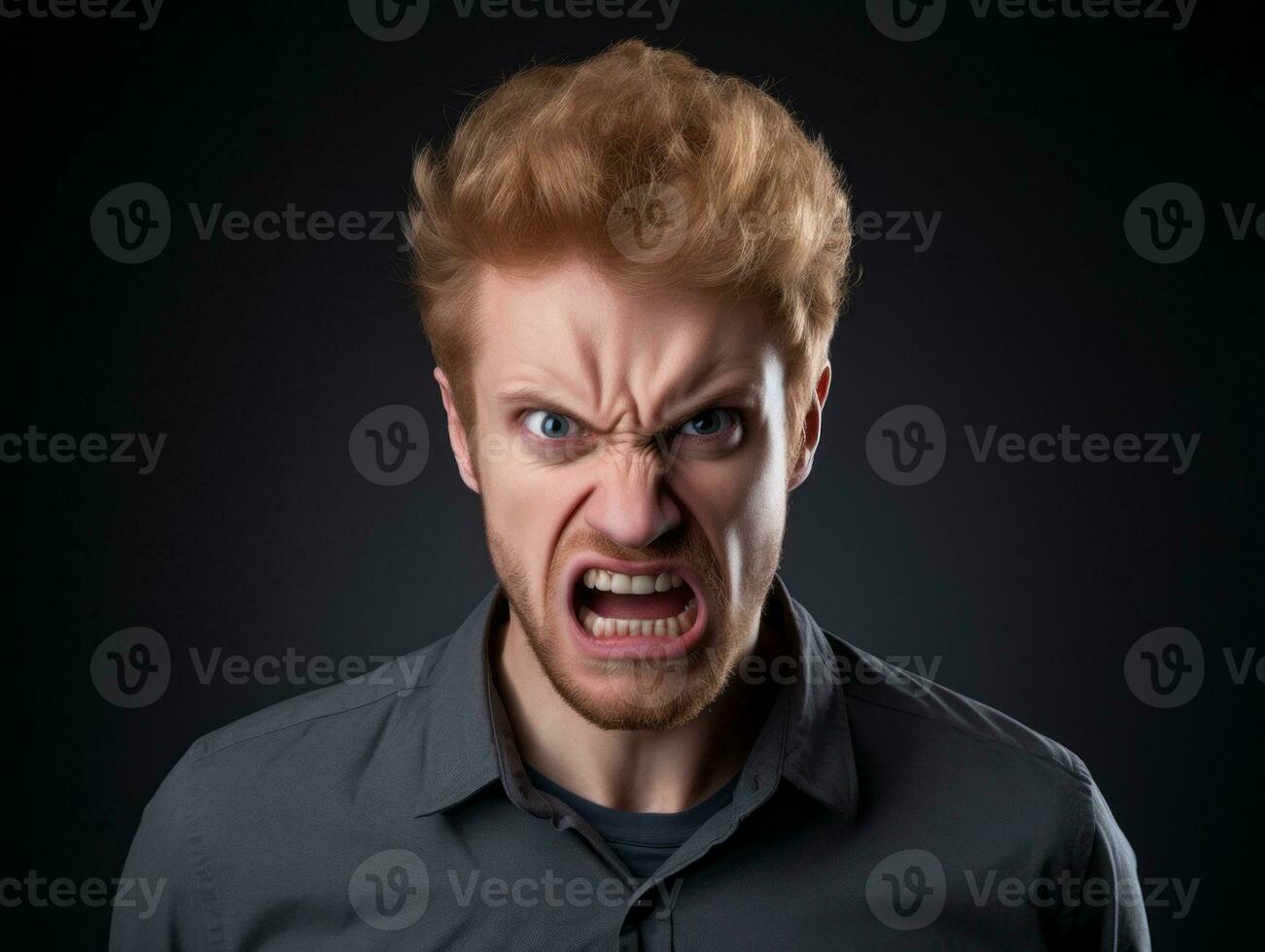 Man of European appearance who appears to be furious AI Generative photo