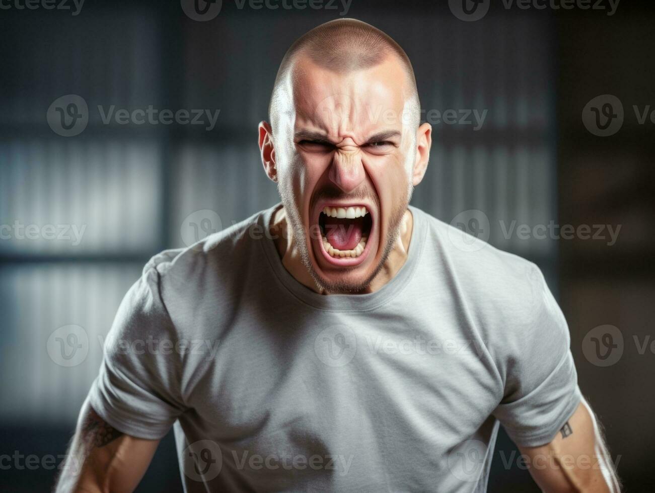 Man of European appearance who appears to be furious AI Generative photo