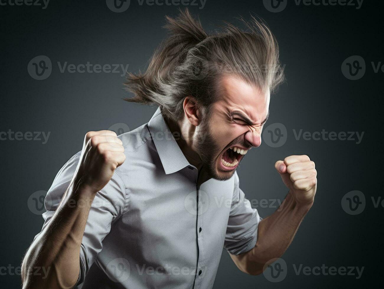 Man of European appearance who appears to be furious AI Generative photo