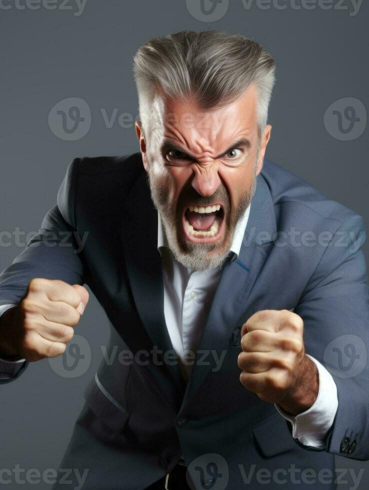 Man of European appearance who appears to be furious AI Generative photo