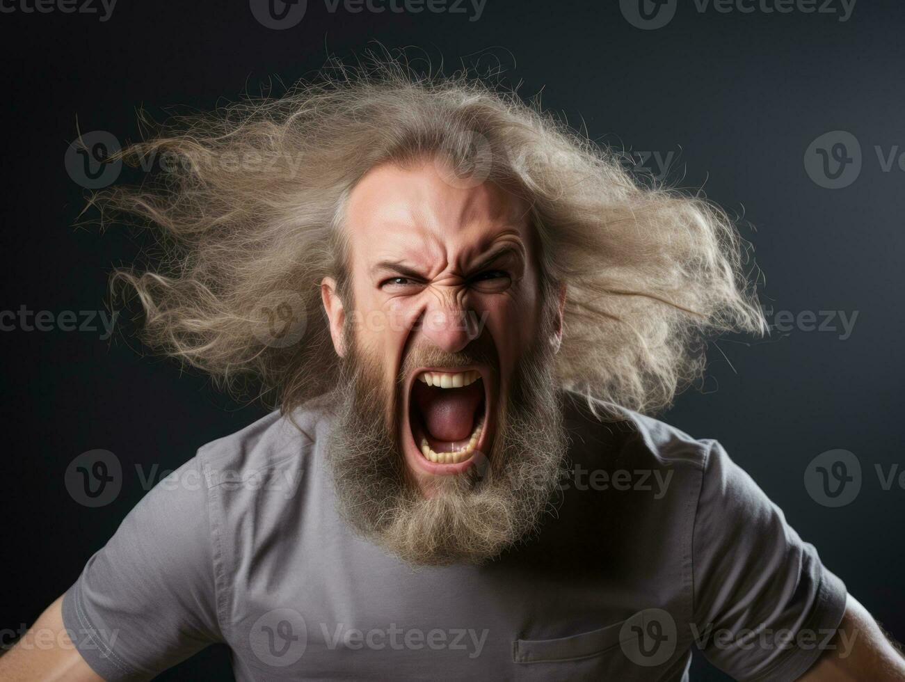 Man of European appearance who appears to be furious AI Generative photo