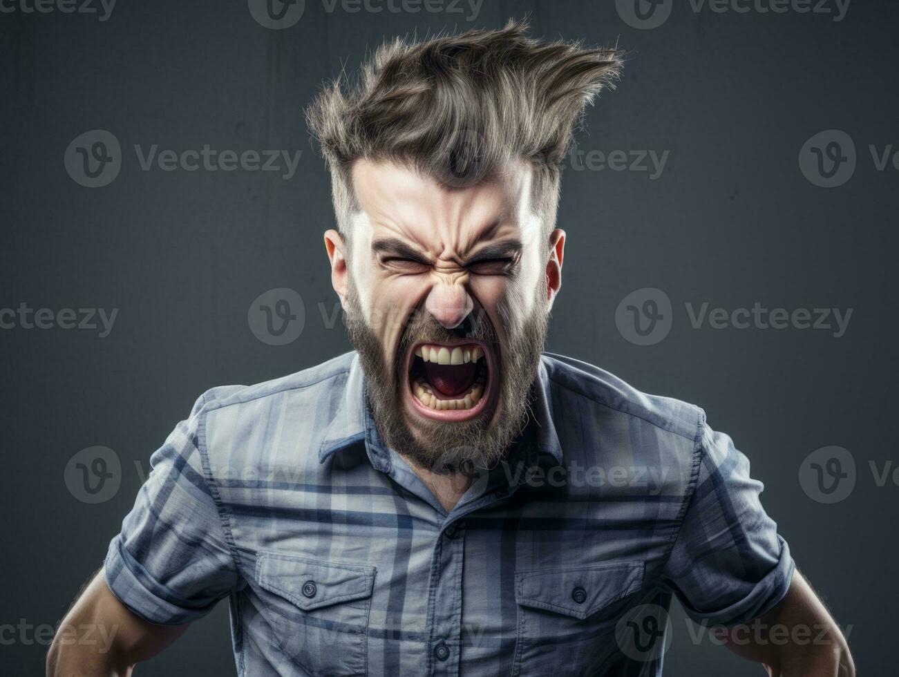 Man of European appearance who appears to be furious AI Generative photo