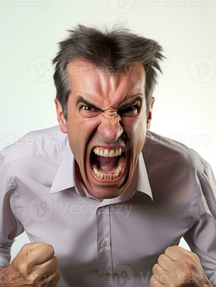 Man of European appearance who appears to be furious AI Generative photo