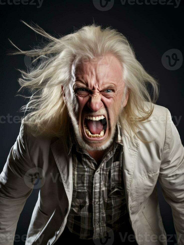 Man of European appearance who appears to be furious AI Generative photo