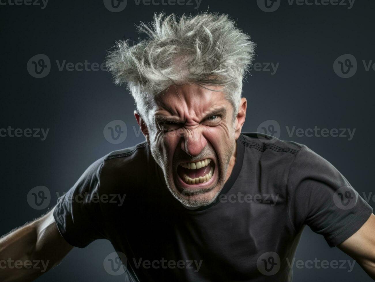 Man of European appearance who appears to be furious AI Generative photo