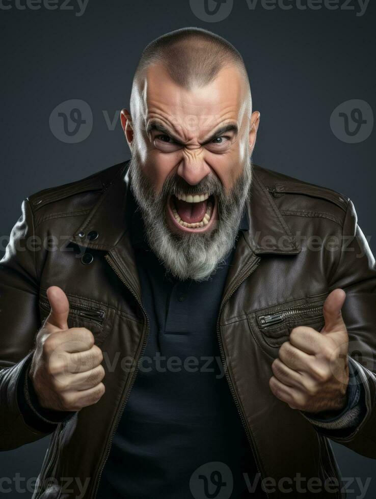 Man of European appearance who appears to be furious AI Generative photo