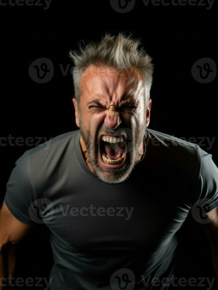 Man of European appearance who appears to be furious AI Generative photo