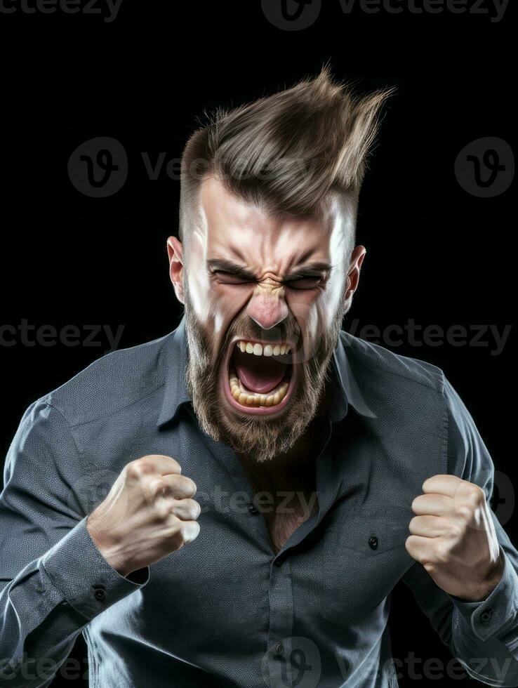Man of European appearance who appears to be furious AI Generative photo