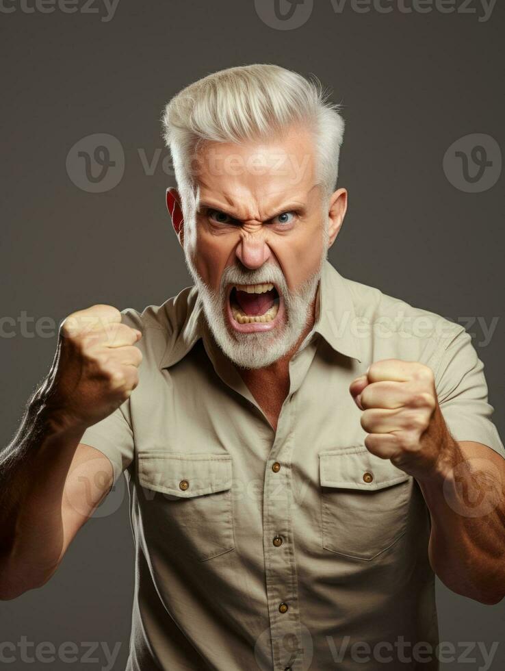 Man of European appearance who appears to be furious AI Generative photo