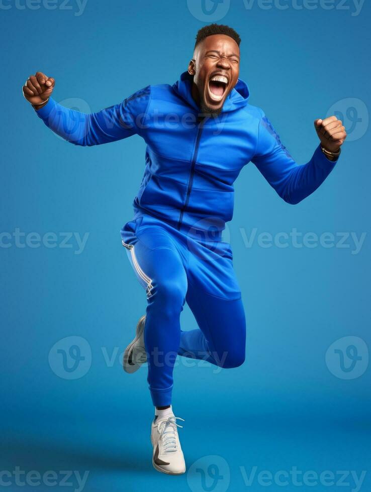 Young african man dressed in sportswear clearly active and full of energy AI Generative photo