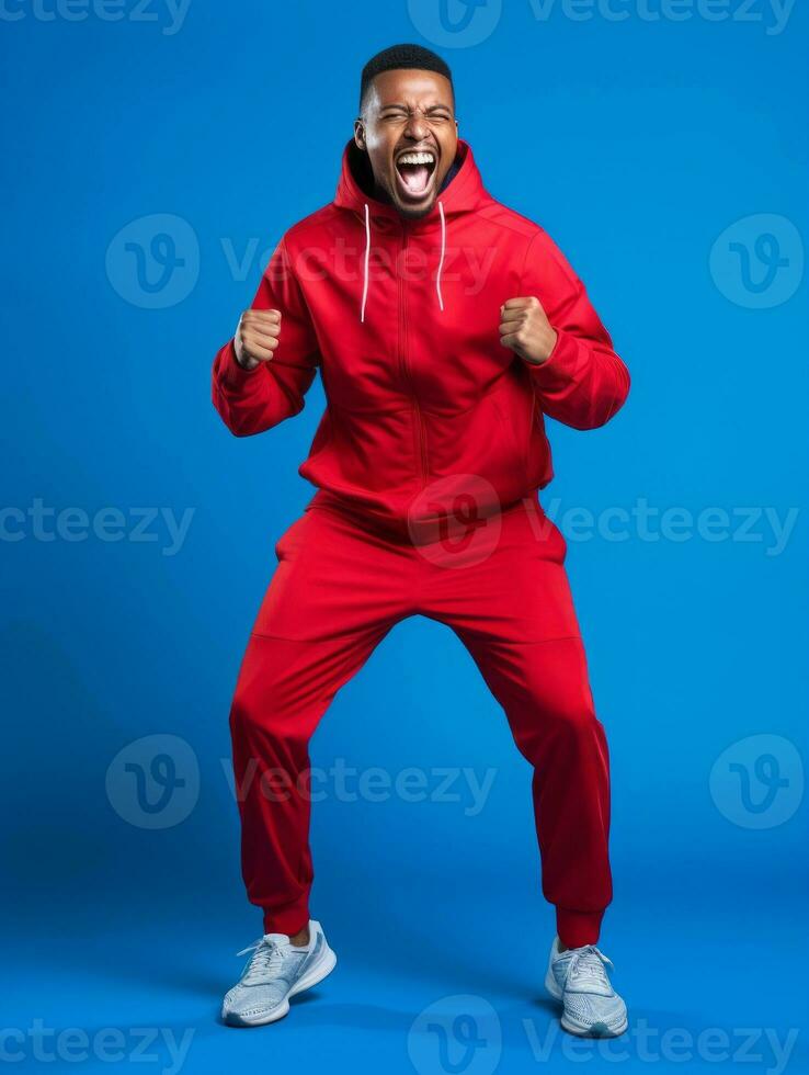 Young african man dressed in sportswear clearly active and full of energy AI Generative photo