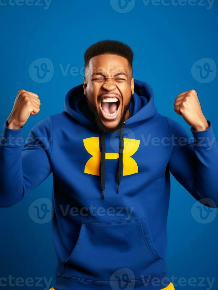 Young african man dressed in sportswear clearly active and full of energy AI Generative photo