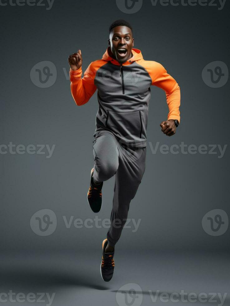 Young african man dressed in sportswear clearly active and full of energy AI Generative photo