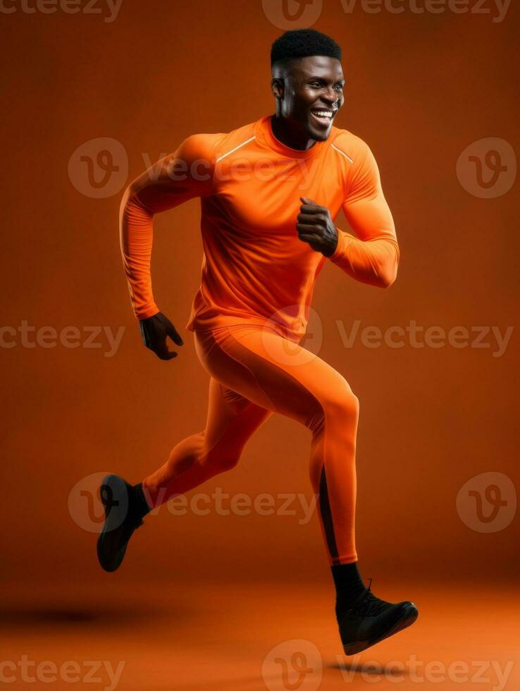 Young african man dressed in sportswear clearly active and full of energy AI Generative photo
