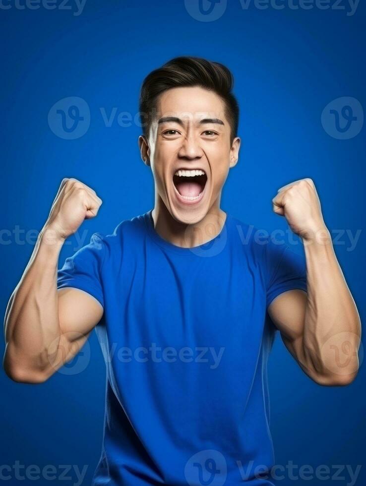 Young asian man dressed in sportswear clearly active and full of energy AI Generative photo