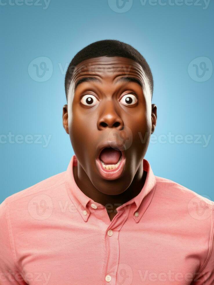 Young man with African features who appears to be shocked AI Generative photo