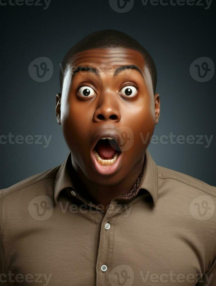 Young man with African features who appears to be shocked AI Generative photo